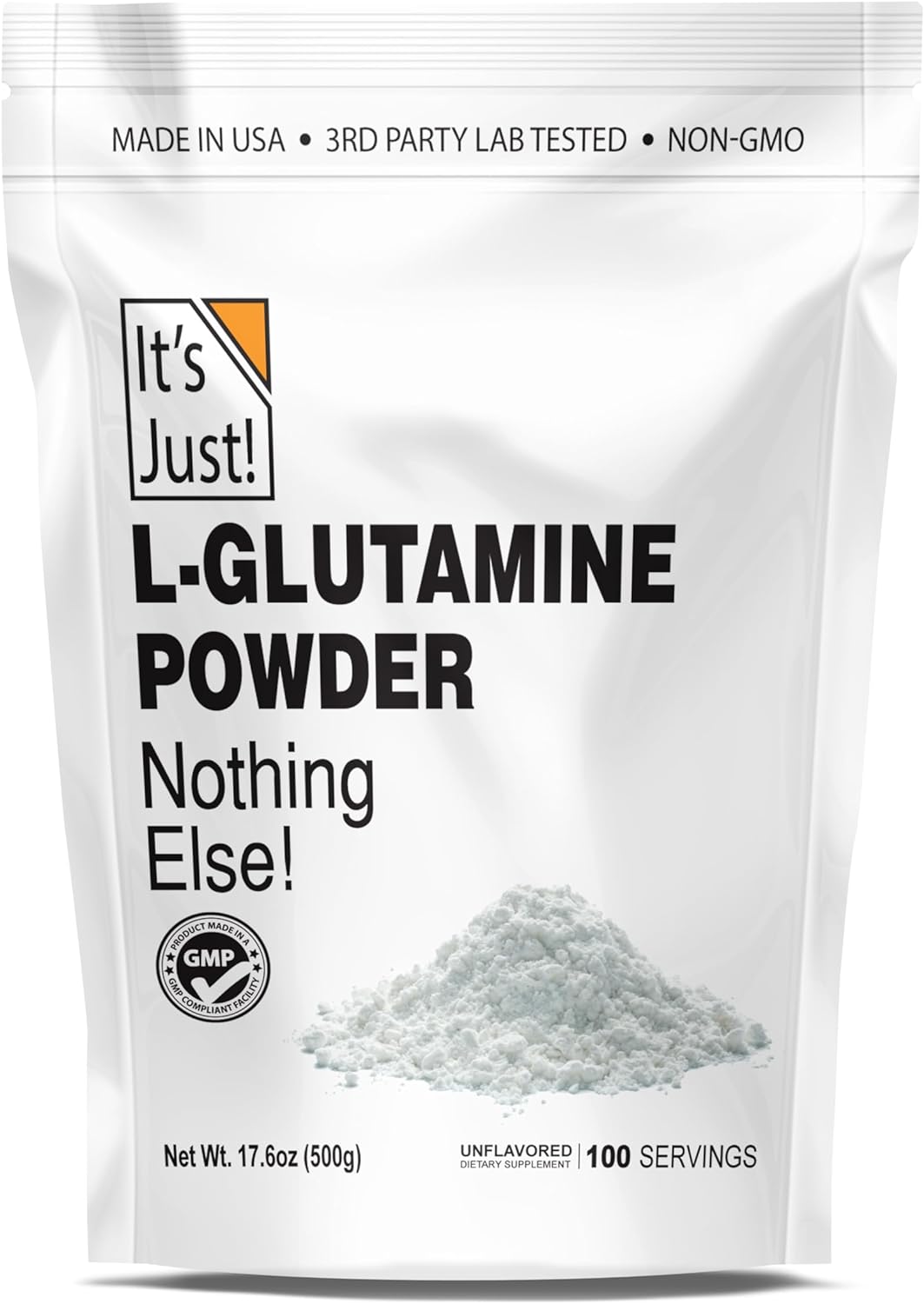 It's Just! - L-Glutamine Powder, Unflavored, Amino Acid, Faster Muscle Recovery, Leaky Gut, Digestive Support (500 Grams / 100 Servings)