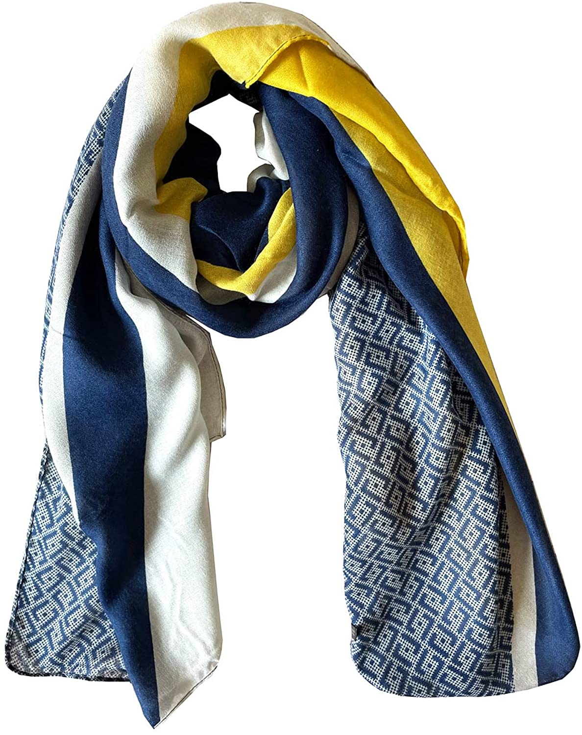 JERLA Women's Scarves Lady Light Soft Fashion Solid Scarf Wrap Shawl Plaid Scarf - (Yellow and Blue)