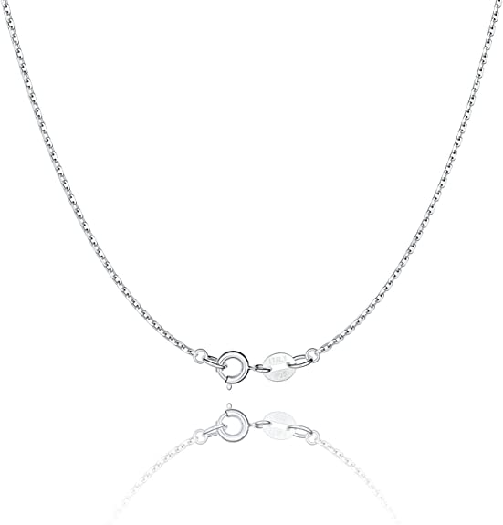 Jewlpire 925 Sterling Silver Chain Necklace Chain for Women, 1.1mm Cable Chain Necklace - 16 Inch
