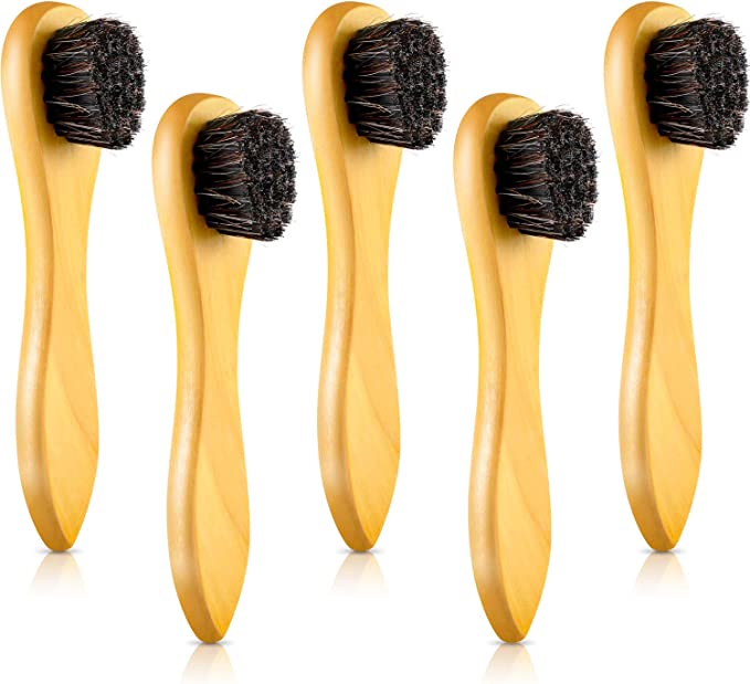 Jovitec 5 Pack Dauber Brush Shoes Polish Brush Horsehair Wooden