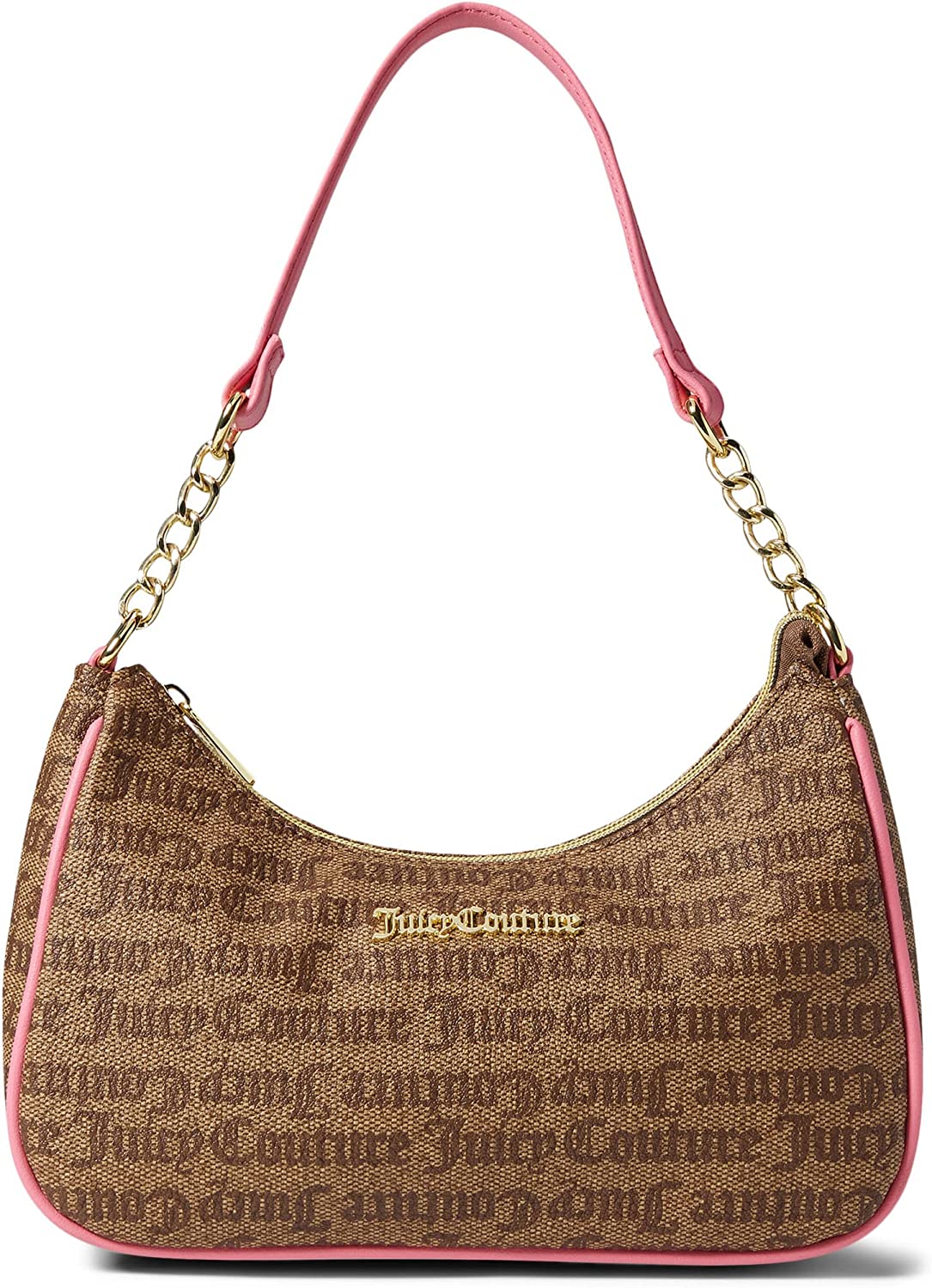 Juicy Couture Shoulder Bag with Gothic Logo, Chestnut Chino/Pink Lemonade One Size