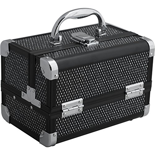 JustCase M1001 Mini Makeup Cosmetic Train Case Organizer Storage, Crystal Black