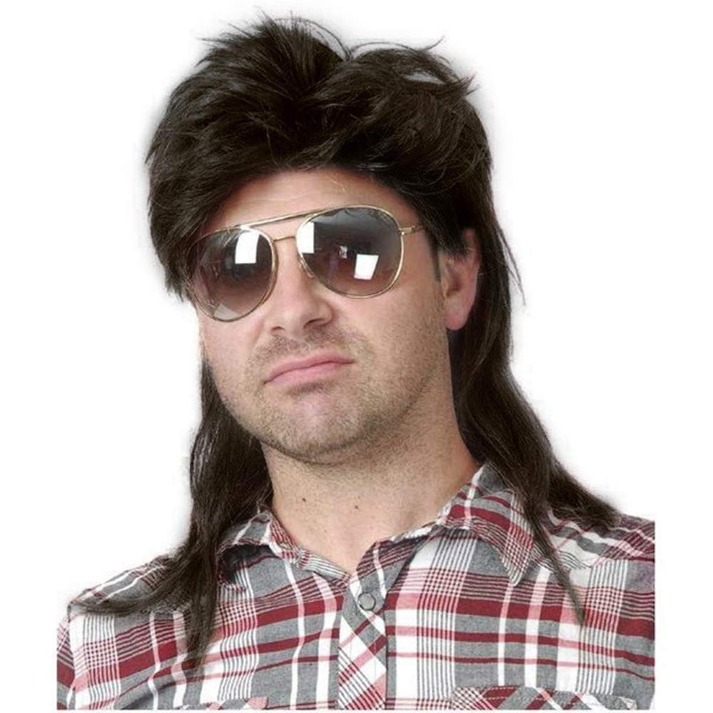 Kaneles Mullet Wigs for Men 70s 80s Costumes Mens - Black