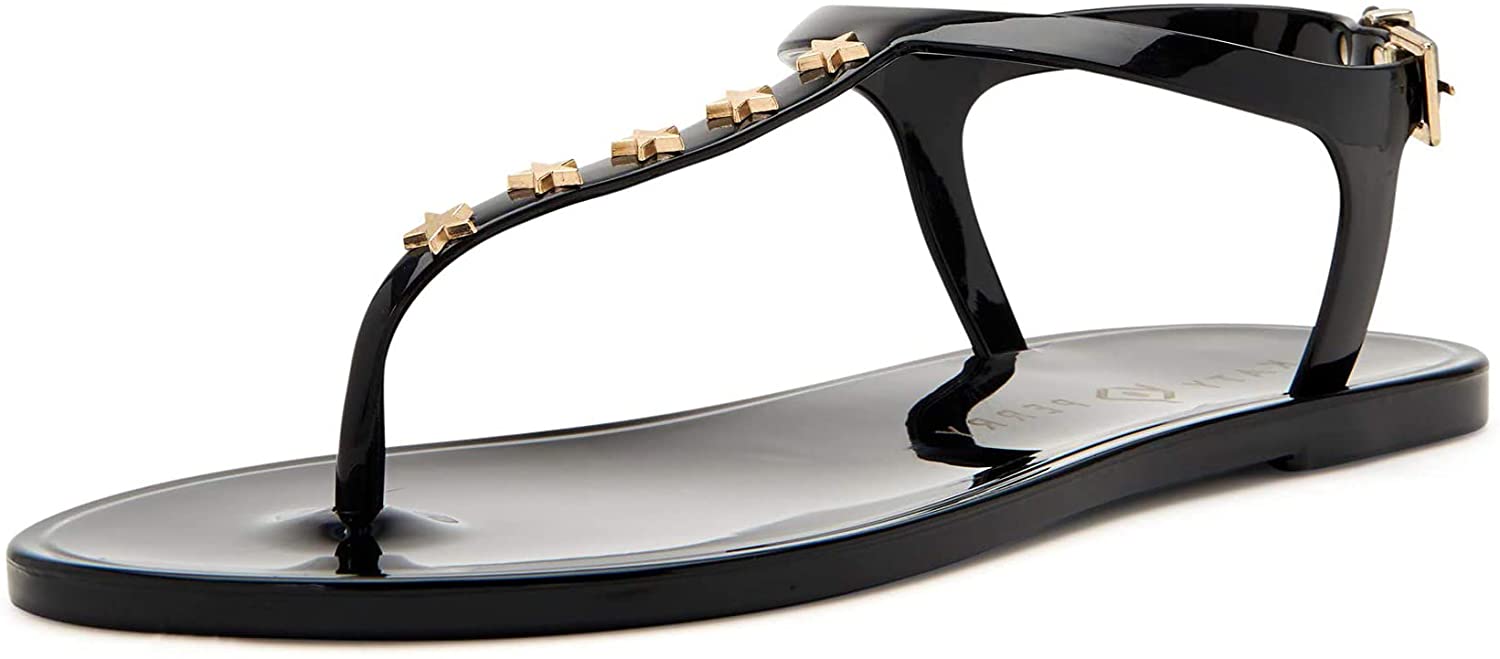 Katy Perry Women's The Geli-T Strap Flat Jelly Sandal - (Star/Black, 8)