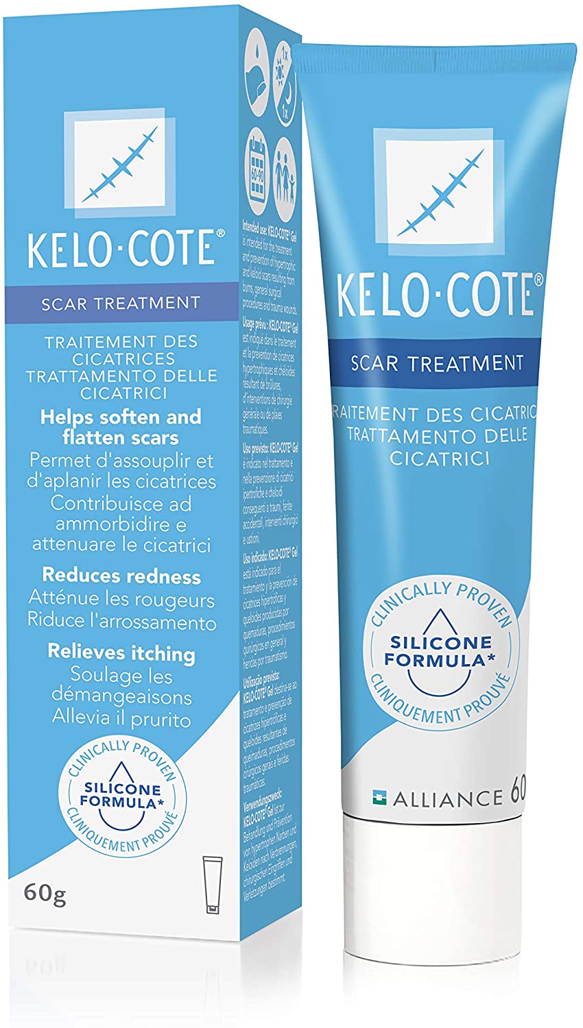 Kelo-Cote Scar Removal Gel Silicone Gel for Acne & Surgery Scars - 60g