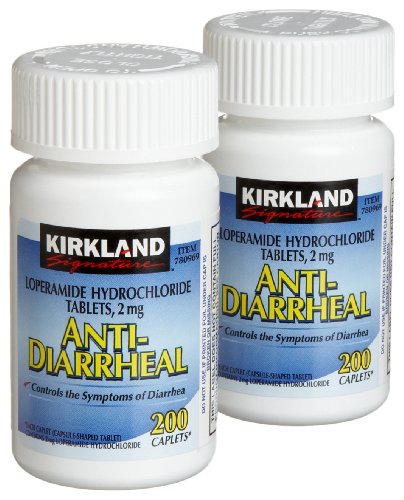 Kirkland Signature Anti-Diarrheal Loperamide Hydrochloride 2mg Caplets, 200-Count Bottles (Pack of 2)