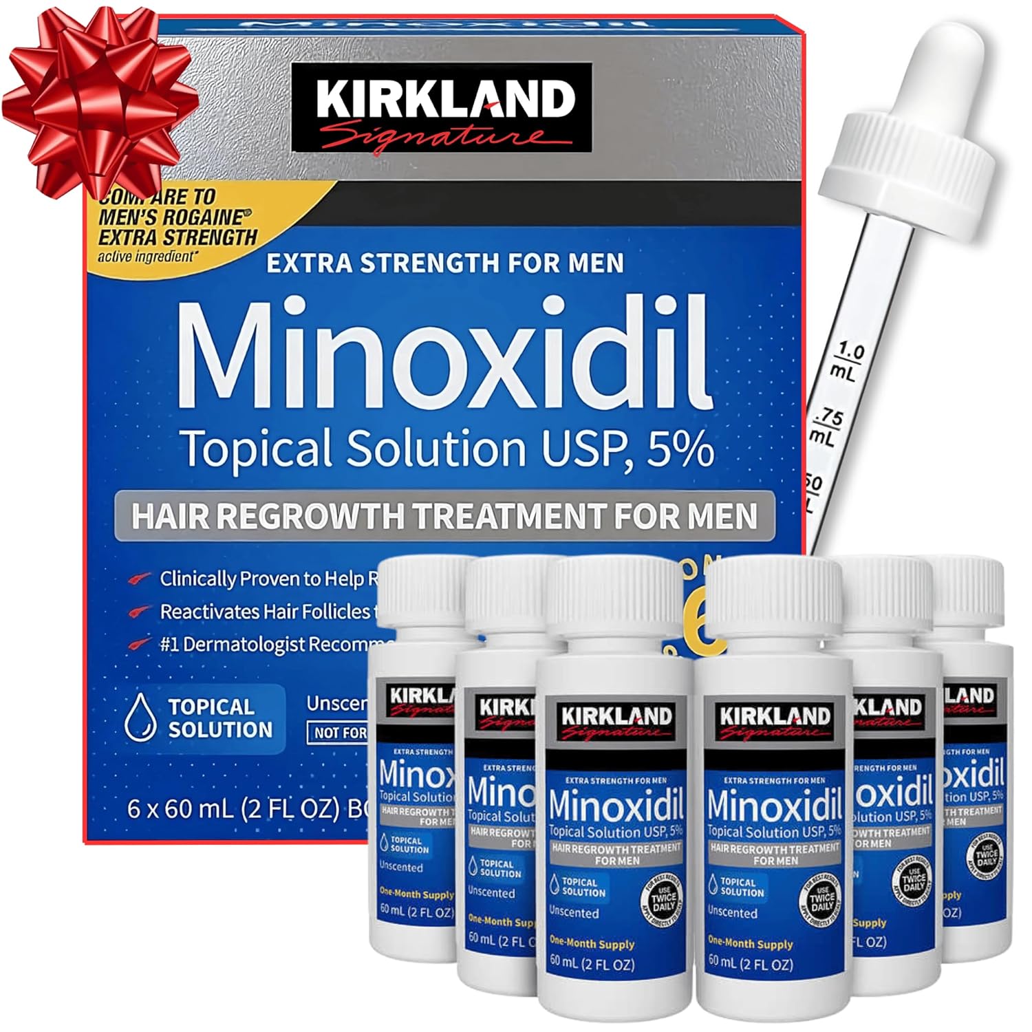 Kirkland Signature Minoxidil 5 Percentage Extra Strength Hair Loss Regrowth Treatment Men 6 months