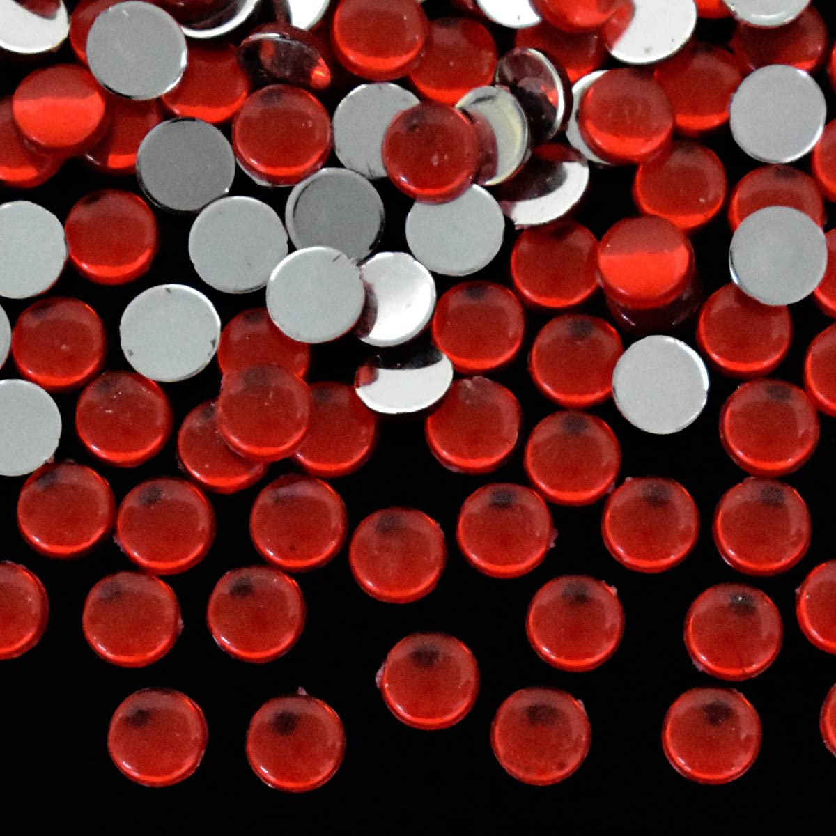 Kundan Stone for Jewellery Craft Embroidery Making, 4mm, Red - 100 Count