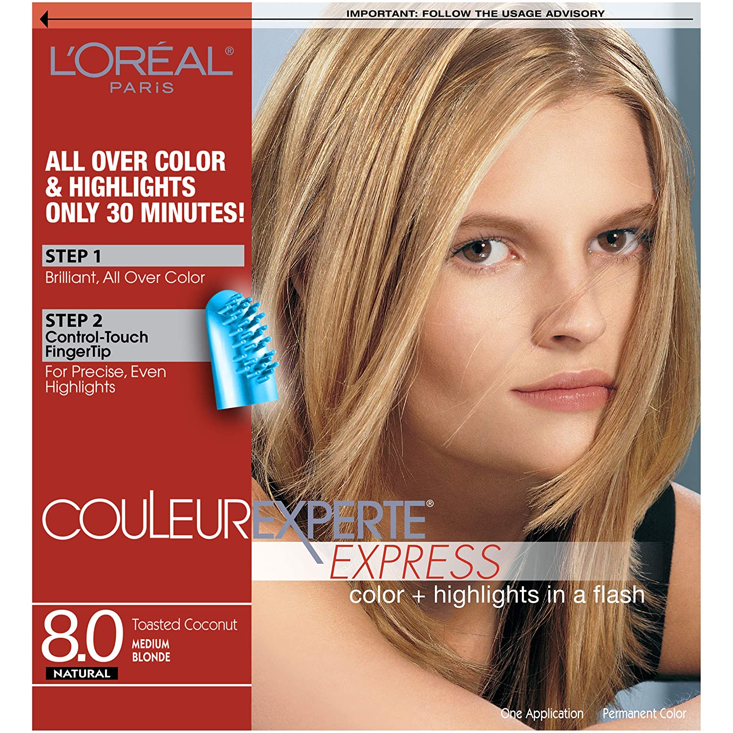 L'Oreal Paris Couleur Experte 2-Step Home Hair Color and Highlights Kit - 8 Medium Blonde/Toasted Coconut