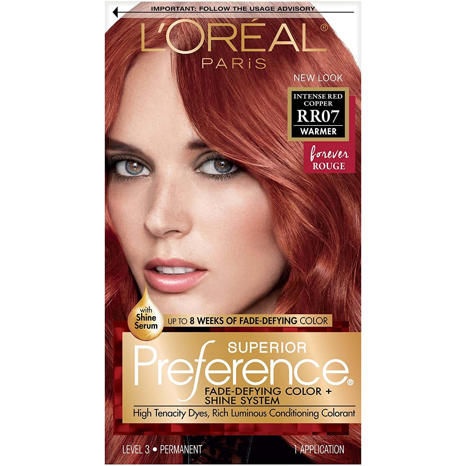L'Oreal Paris Superior Preference Fade-Defying + Shine Permanent Hair Color - RR-07 Intense Red Copper Hair Dye