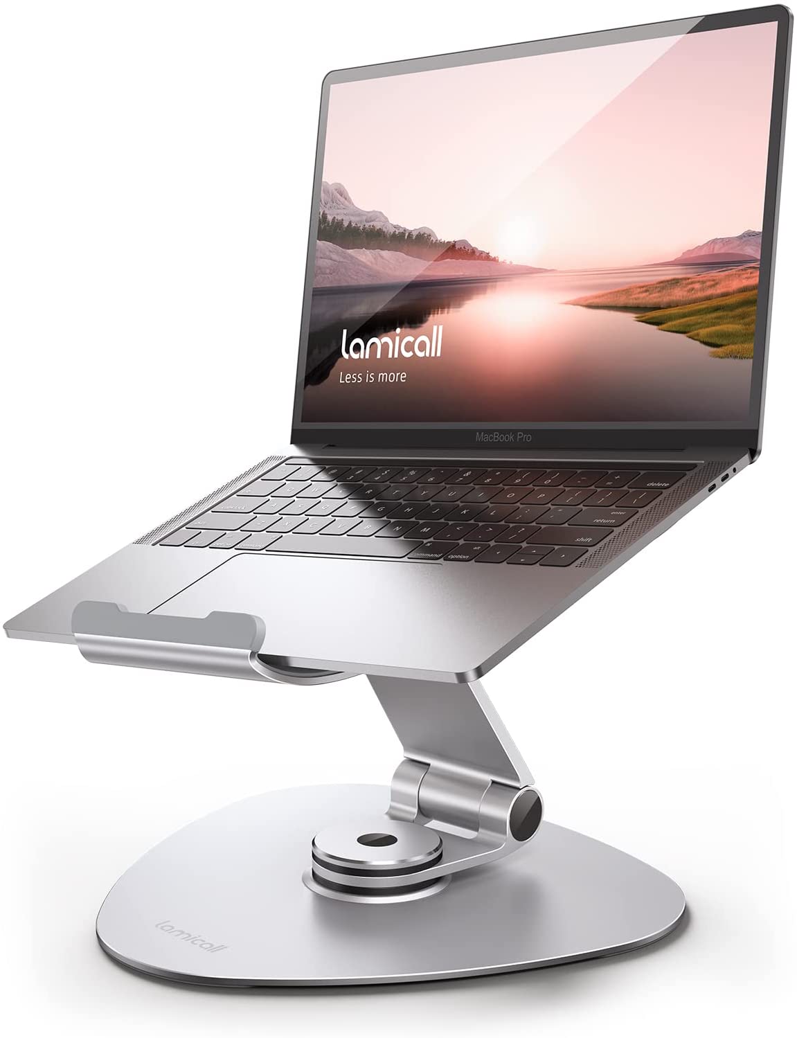 Lamicall Adjustable Laptop Stand Riser for MacBook, Dell, HP - 360° Swivel Ergonomic Holder, Silver