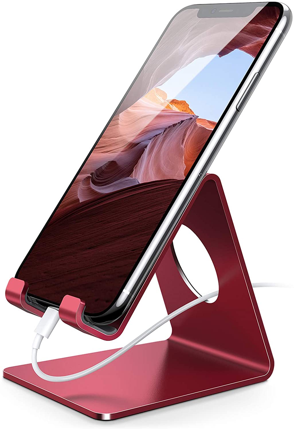 Lamicall Cell Phone Stand, Phone Dock : Cradle, Holder, Stand All Android Smartphone Charging, Accessories Desk - Red