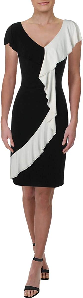 Lauren Ralph Lauren Women's Contrast-Trim Sheath Dress (6, Black/White)