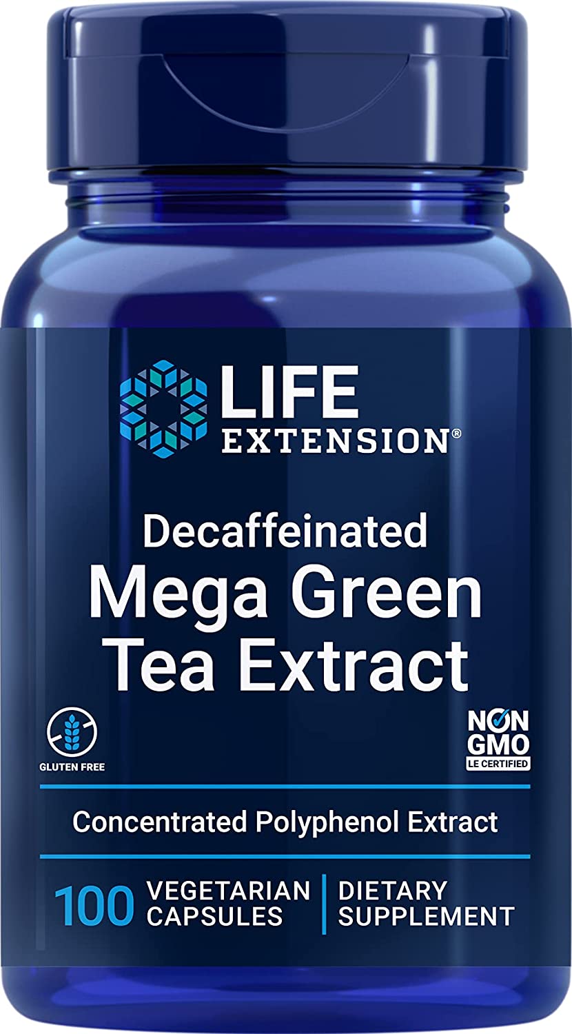 Life Extension Mega Green Tea Extract 98 Polyphenols, 100 veg caps -Decaf