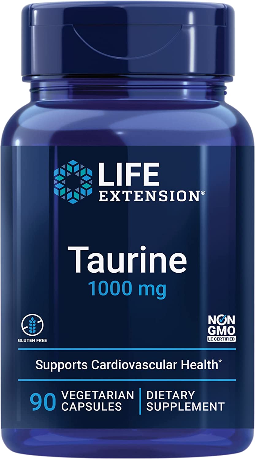 Life Extension Taurine 1000 Mg for Muscle, Liver, Heart, Nerve, Brain, and Eye Health, Taurine supplement -90 vCaps