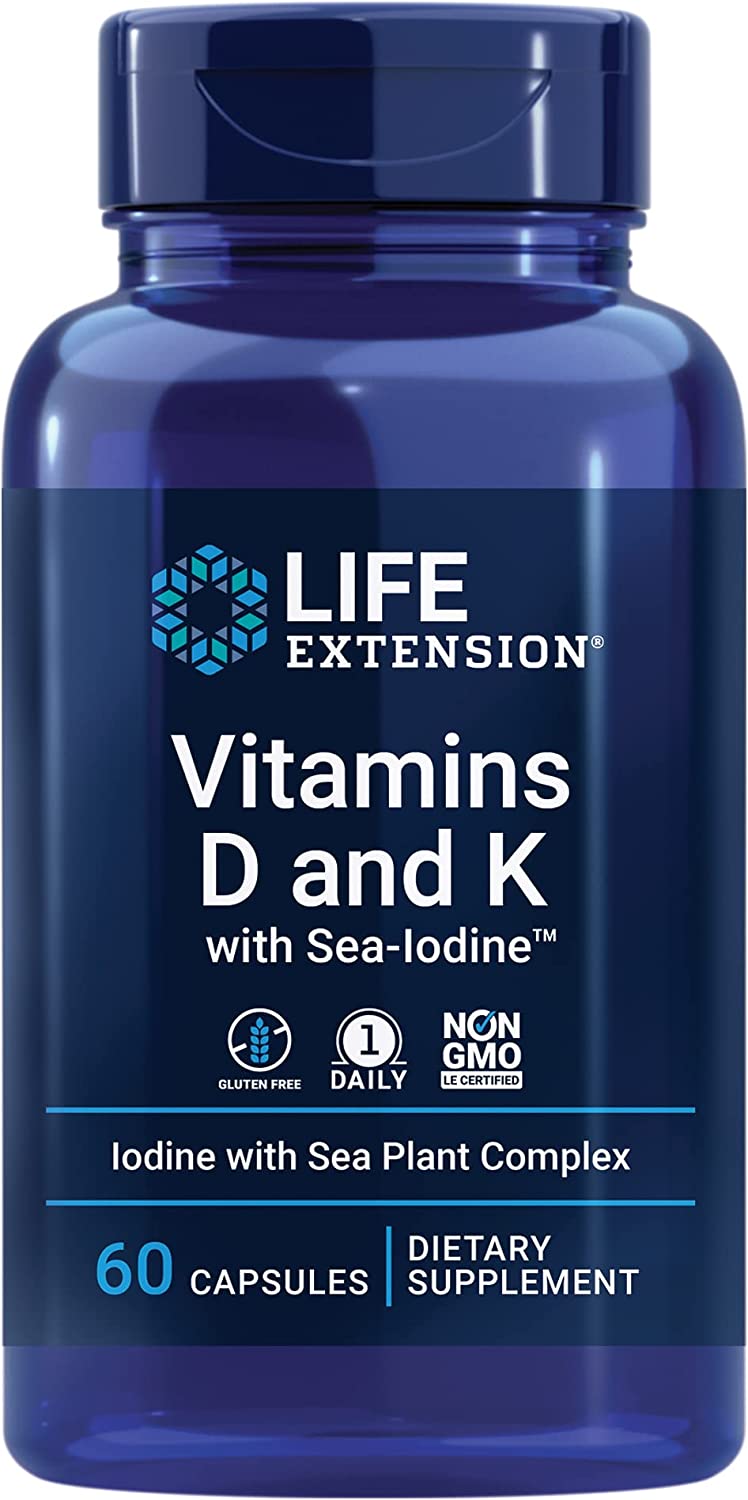 Life Extension Vitamin D and K with Sea-Iodine, 60 Capsules
