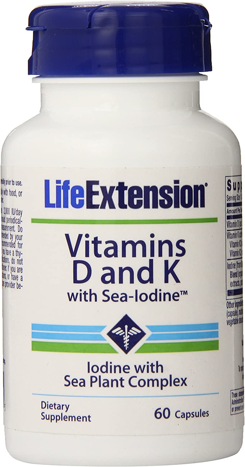 Life Extension Vitamins D and K with Sea-Iodine - 60 Capsules