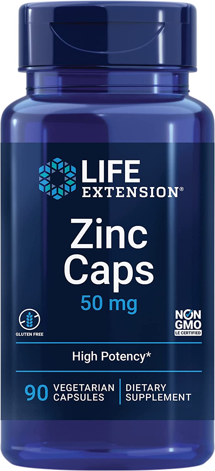Life Extension Zinc Caps-50mg, High Potency - 90 Veg Capsules