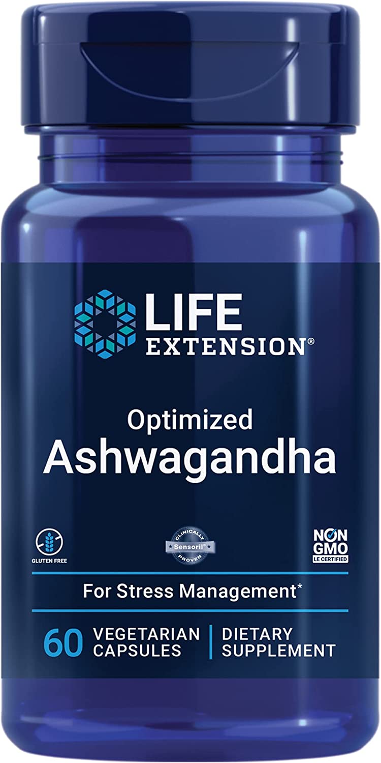 Life Extension Optimized Ashwagandha - Stress Management Supplement for Healthy Stress Response, Focus & Memory - 60 Vegetarian Capsules, Non-GMO, Gluten-Free | USA/UK Imported via Amazon Pakistan