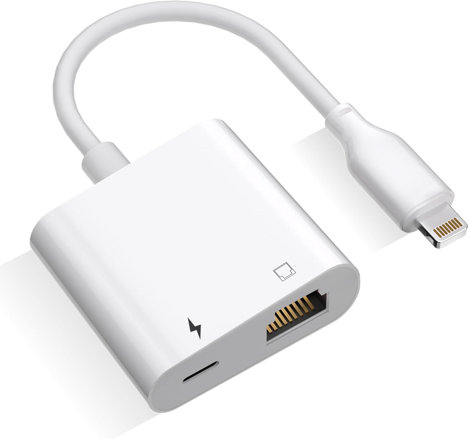 RICHUPON Apple MFi Certified Lightning to RJ45 Ethernet Adapter with Charging Port – 2-in-1 High-Speed 100Mbps Wired Network for iPhone & iPad