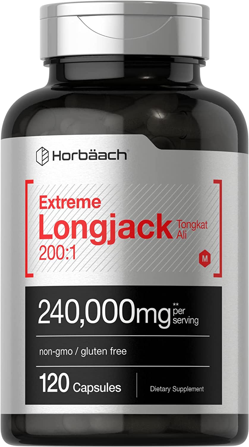 Longjack Tongkat Ali 240,000mg Super Concentrated Herbal Extract Formula for Extreme Male Performance Nutrition - 120 Capsules