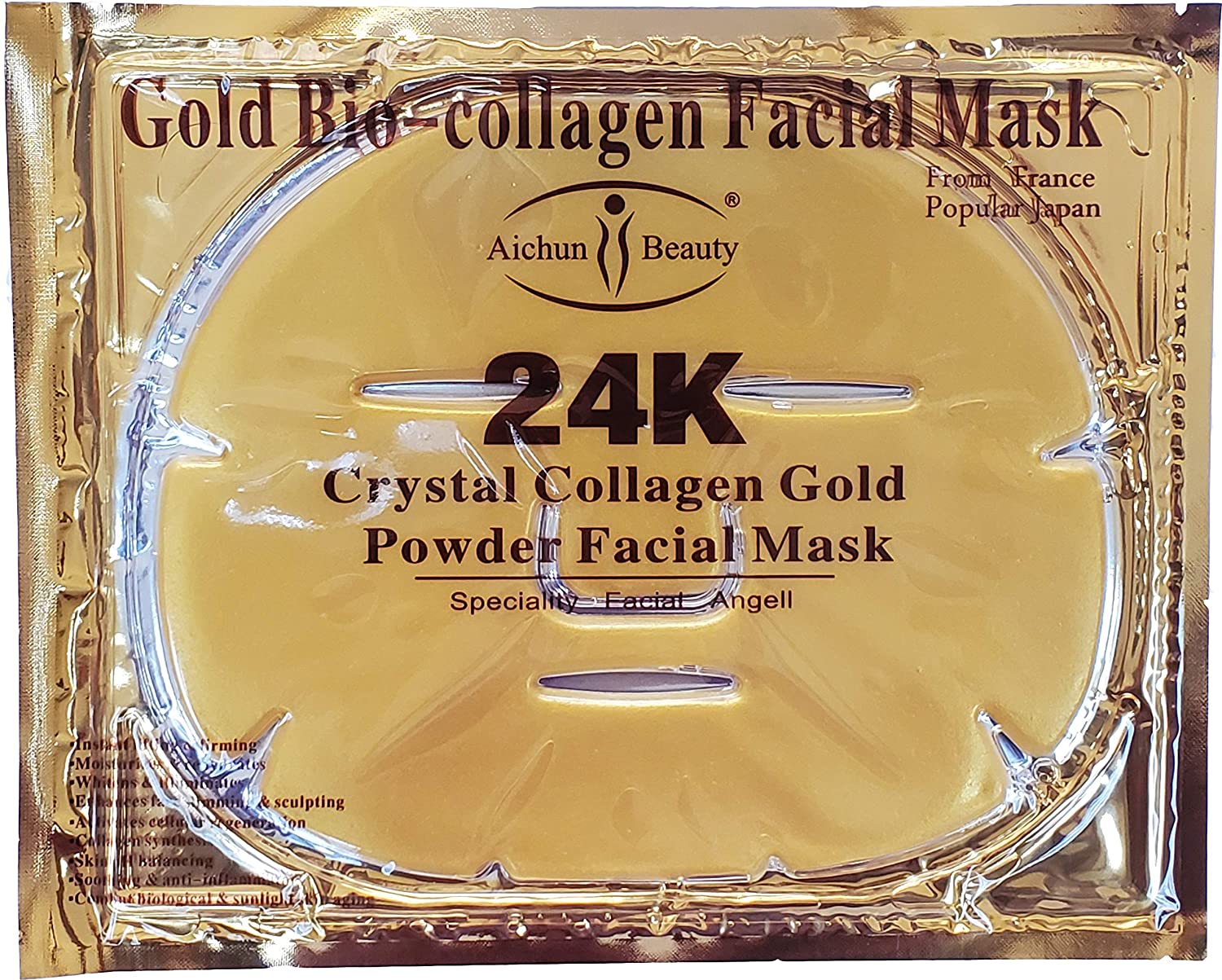 Luxurious 24k Gold Bio-collagen Facial Mask (5pcs) For Anti Aging Puffiness Anti Wrinkle Moisturizing Deep Tissue Rejuvenation and Hydrates Skin
