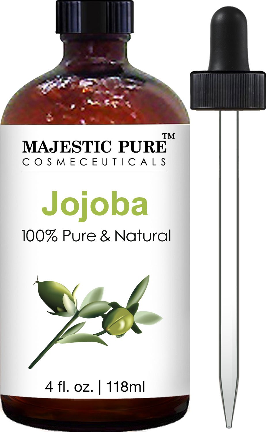 Majestic Pure Jojoba Oil for Hair, Skin or As Carrier Oil, 4 fl. oz (118ml)