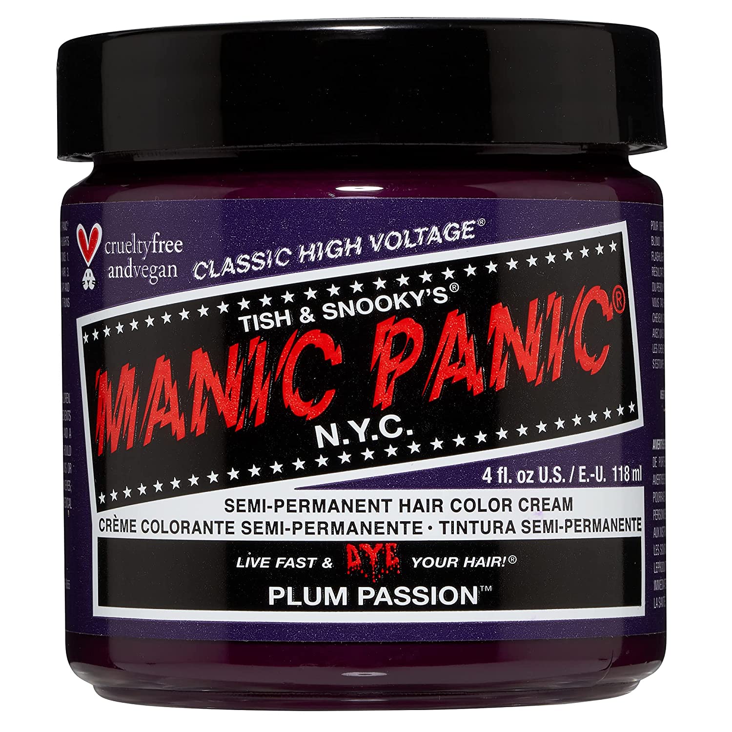 Manic Panic Plum Passion Hair Dye Classic Cream - 4 Fl oz.(118ml)
