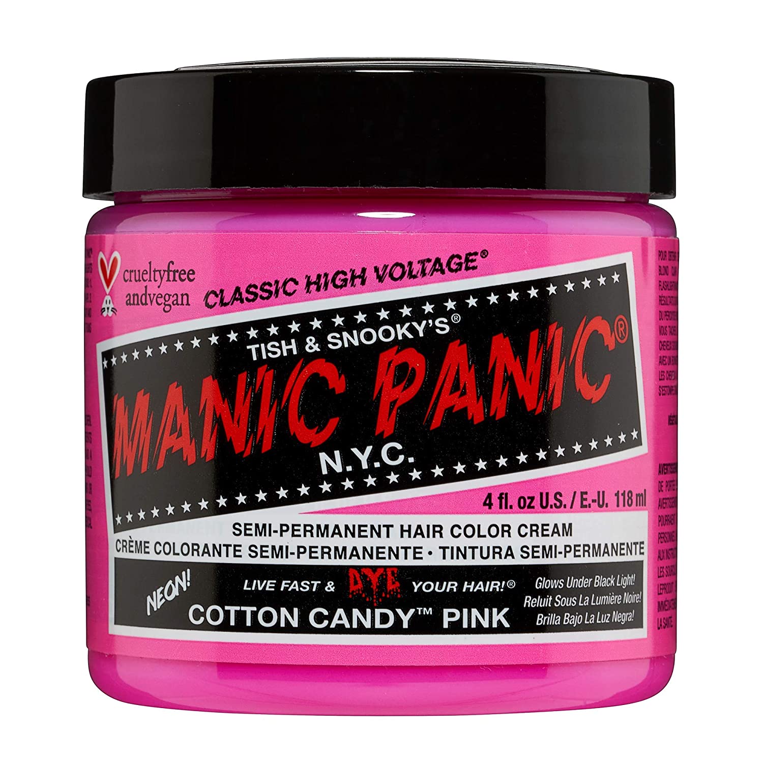 Manic Panic Semi-Permanent Hair Color Cream, Cotton Candy Pink - 4 Fl oz.(118ml)