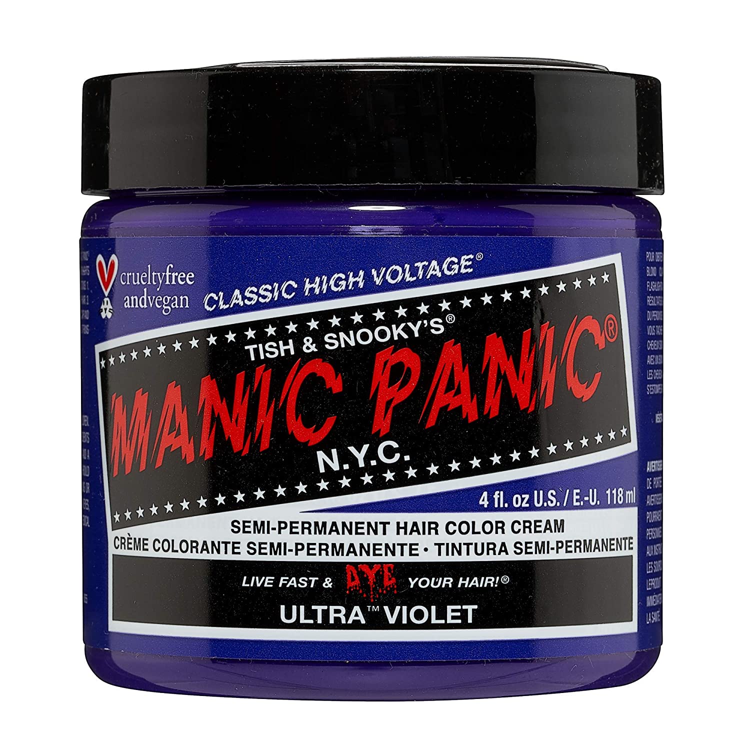 Manic Panic UV Formula Semi Permanent Hair Color Cream, Ultra Violet - 4 Fl.Oz (118ml)