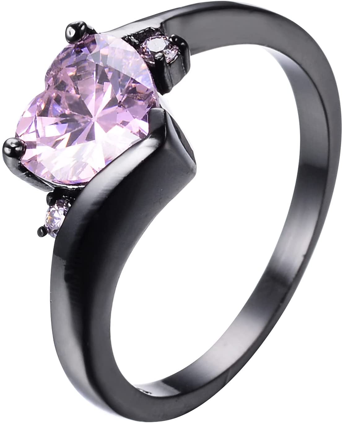 ManRiver Love Promise Heart Shape Diamond Gemstone Rings for Women Gifts Rings Jewelry Accessory – (Pink, 8)