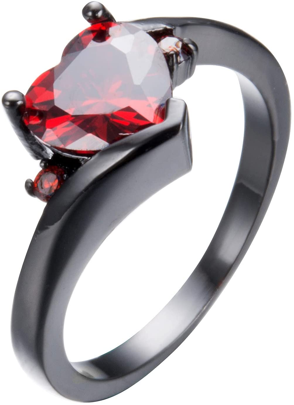 ManRiver Love Promise Heart Shape Diamond Gemstone Rings for Women Gifts Rings Jewelry Accessory – (Red, 8)
