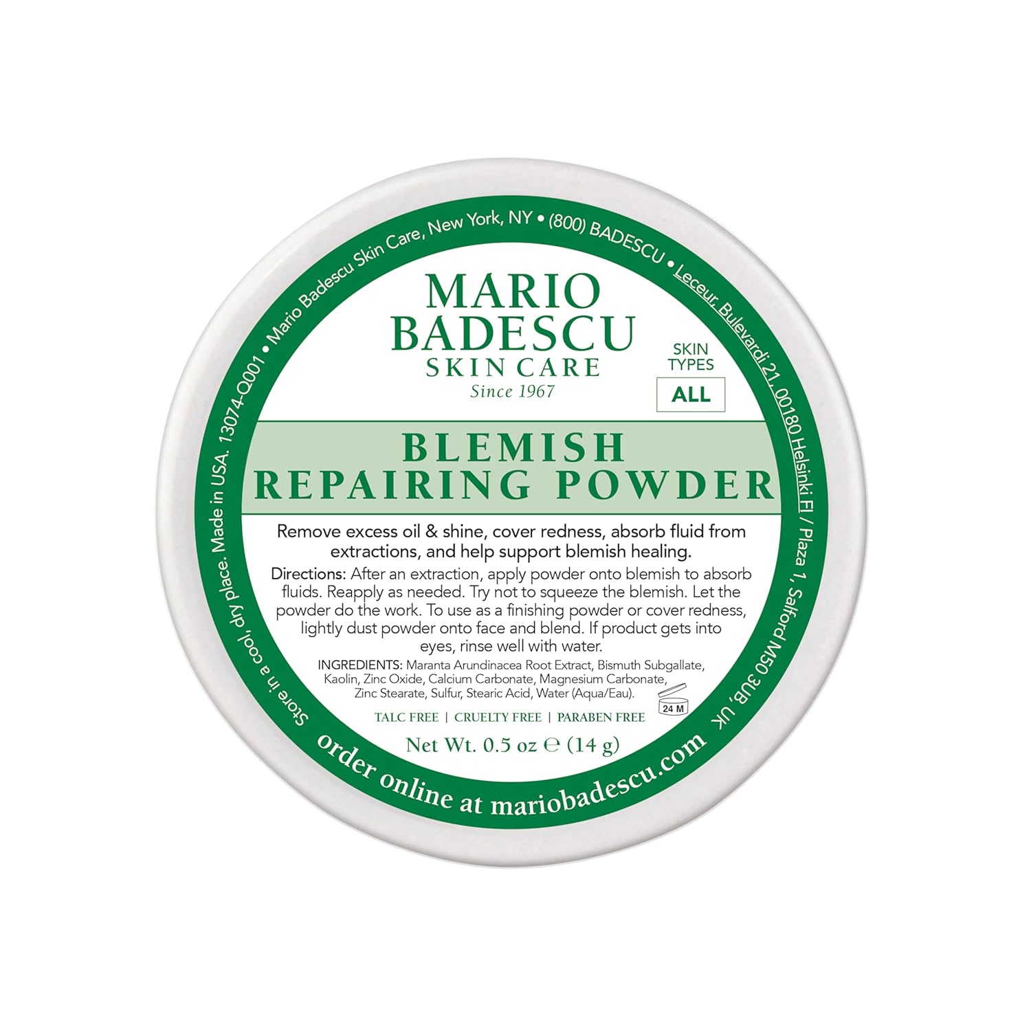 Mario Badescu Special Healing Blemish Repairing Face Powder – Oil Control, Pore Care & Gentle Sulfur Treatment for Oily & Troubled Skin