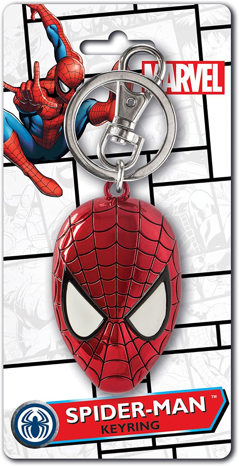 Marvel Spider-Man Colored Head Pewter Key Ring Multi-colored, 1"