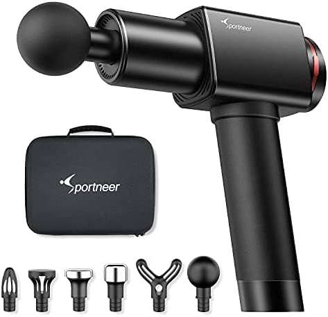 Massage Gun, Sportneer Deep Tissue Percussion Muscle Massager Gun for Pain Relief  Super Quiet Sports Drill Brushless Motor,Black