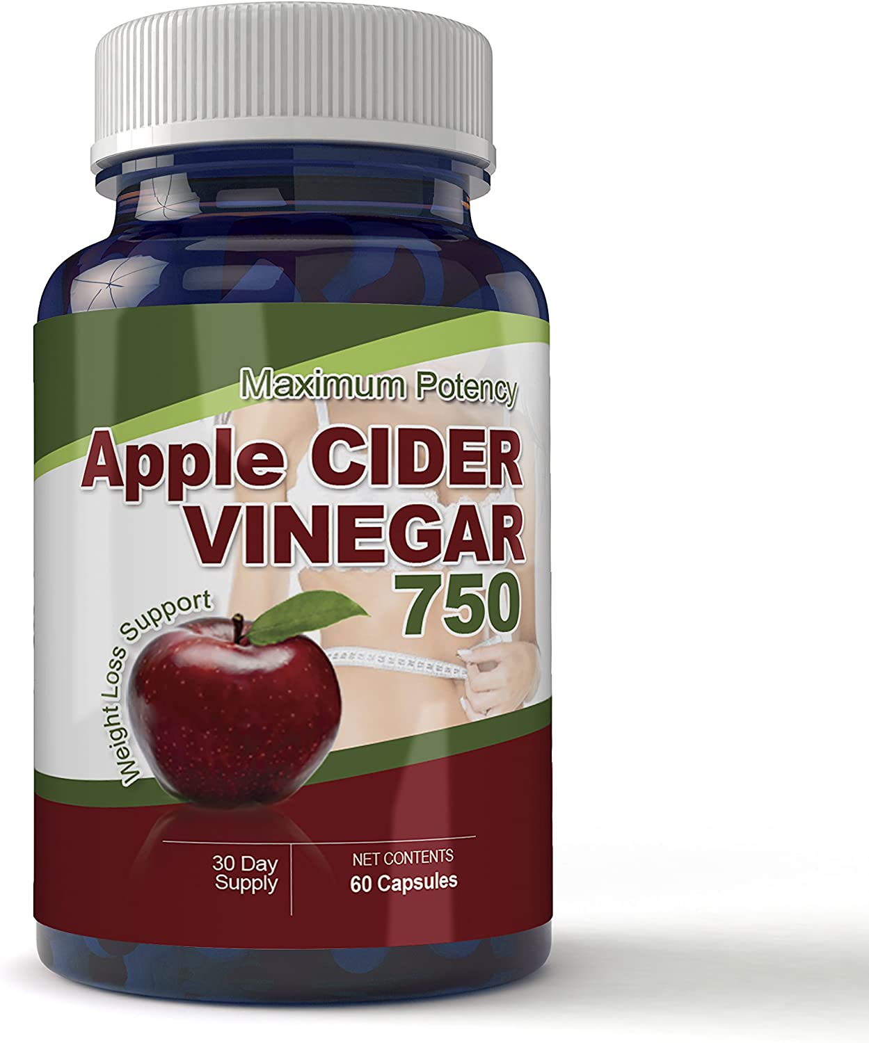 Maximum Potency 750mg Apple Cider Vinegar Capsules (60 Count).