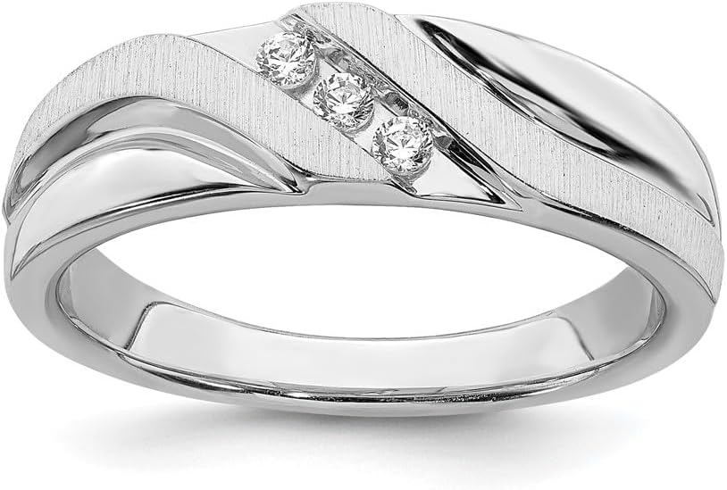 Men’s Platinum Over Sterling Silver Genuine Diamond Accent Wedding Band Ring