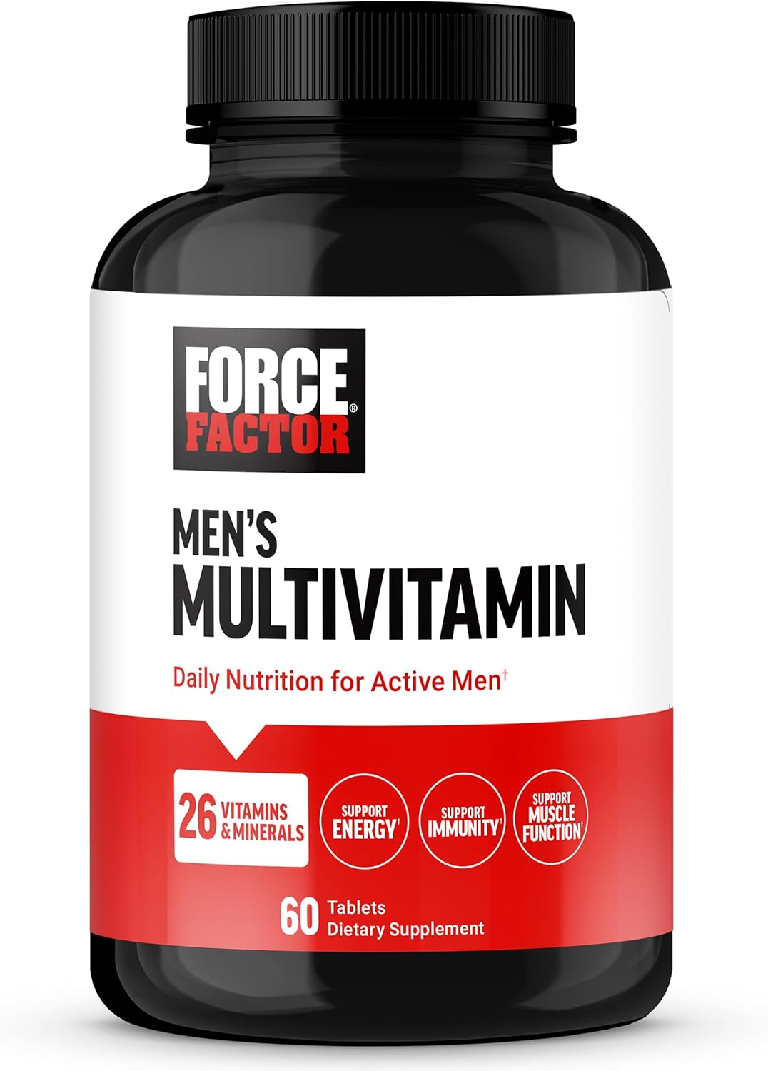 Force Factor Men’s Multivitamin with 27 Vitamins & Minerals, Plus Amino Acids for Energy, Immunity & Muscle Support, 60 Tablets