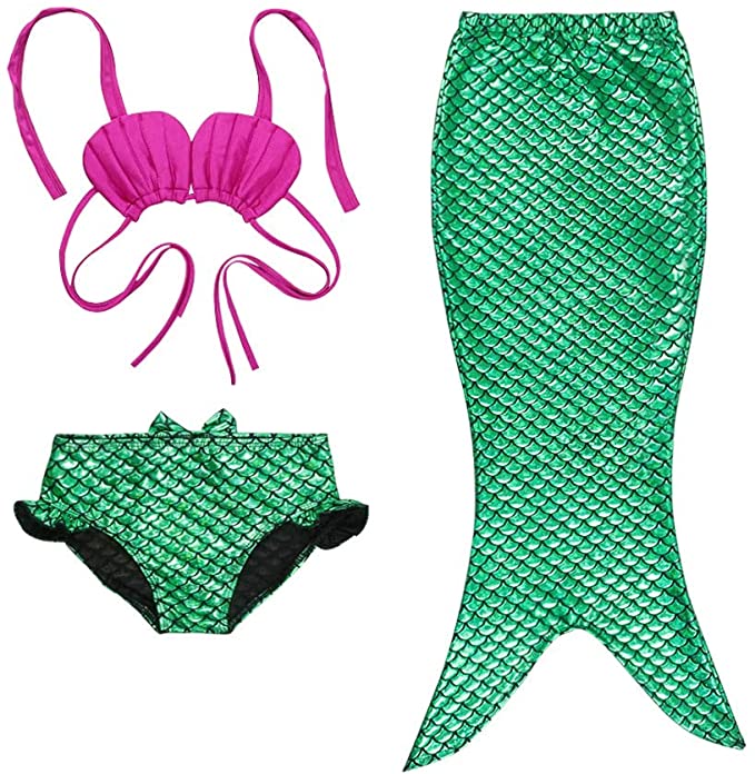Mermaid for Swimming Girls Swimsuit Princess Bikini Set Bathing Suits Swimsuit Bikini Set 3-12 Years - Green