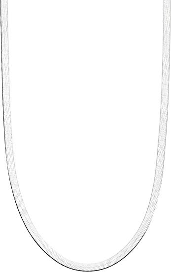 Miabella 925 Sterling Silver Italian Solid 3.5mm Flexible Flat Herringbone Chain Necklace for Women & Men - 18 Inch