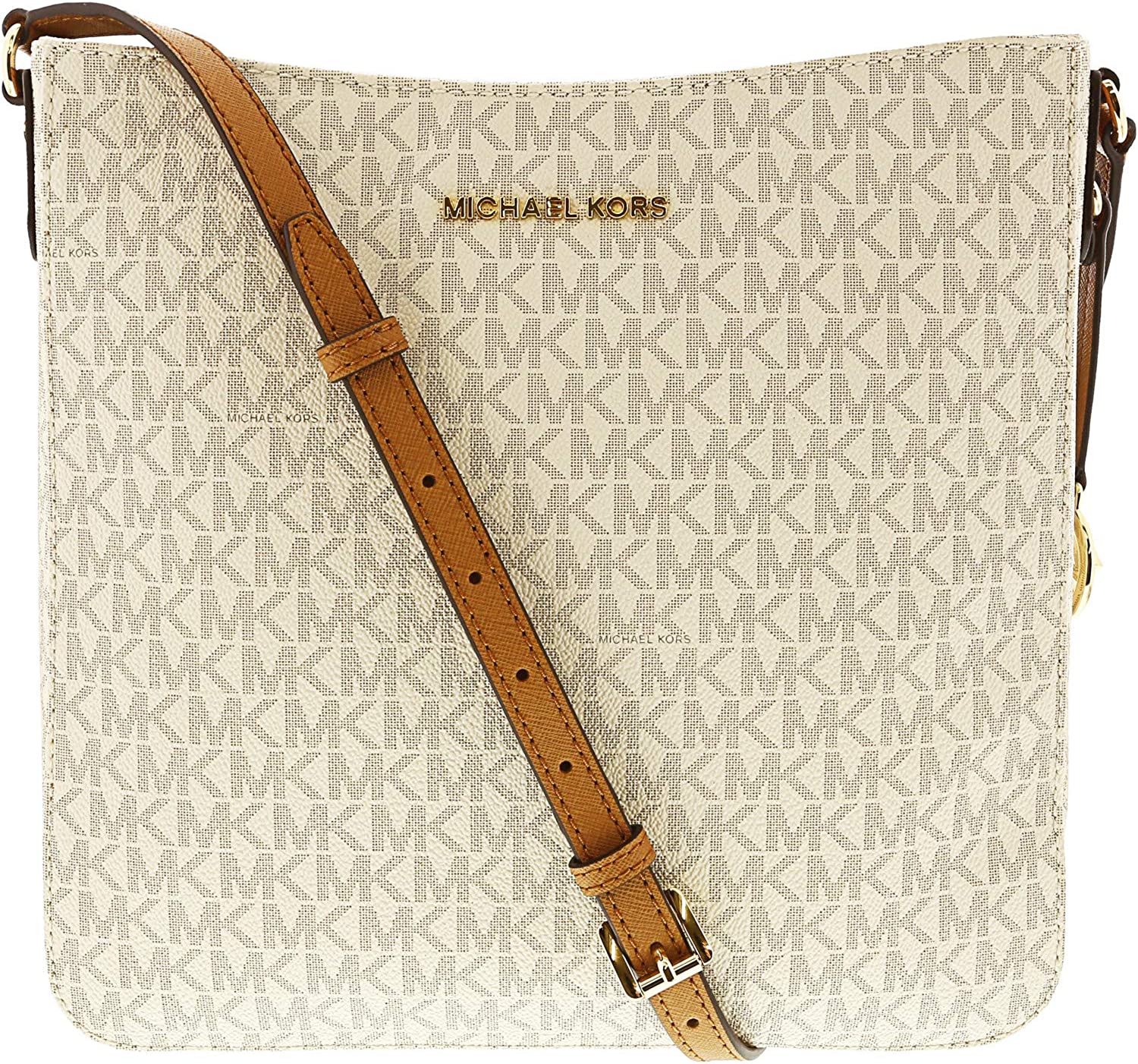 Michael Kors Jet Set, Luggage & Travel Gear Large Messenger Bag, Vanilla Pvc Acorn