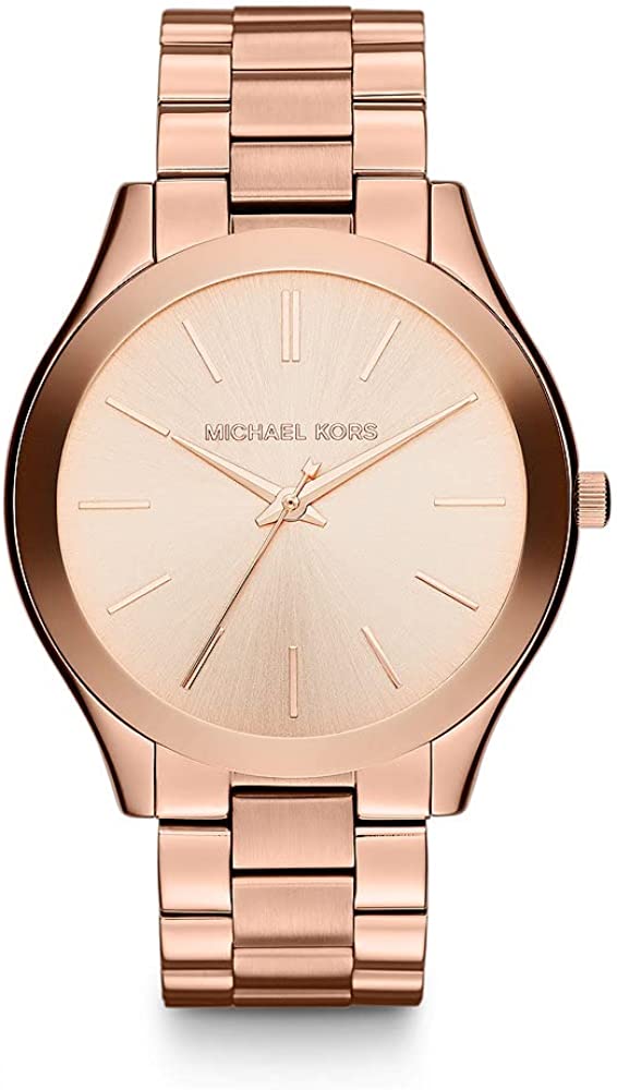 Michael Kors Women's Slim Runway Three-Hand Stainless Steel Quartz Watch, Rose Gold Tone