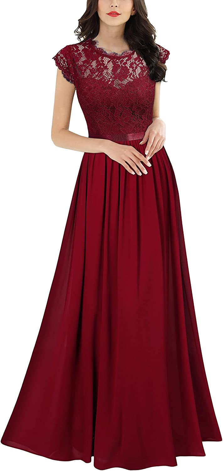 Miusol Women's Formal Floral Lace Evening Party Maxi Dress - X-Large