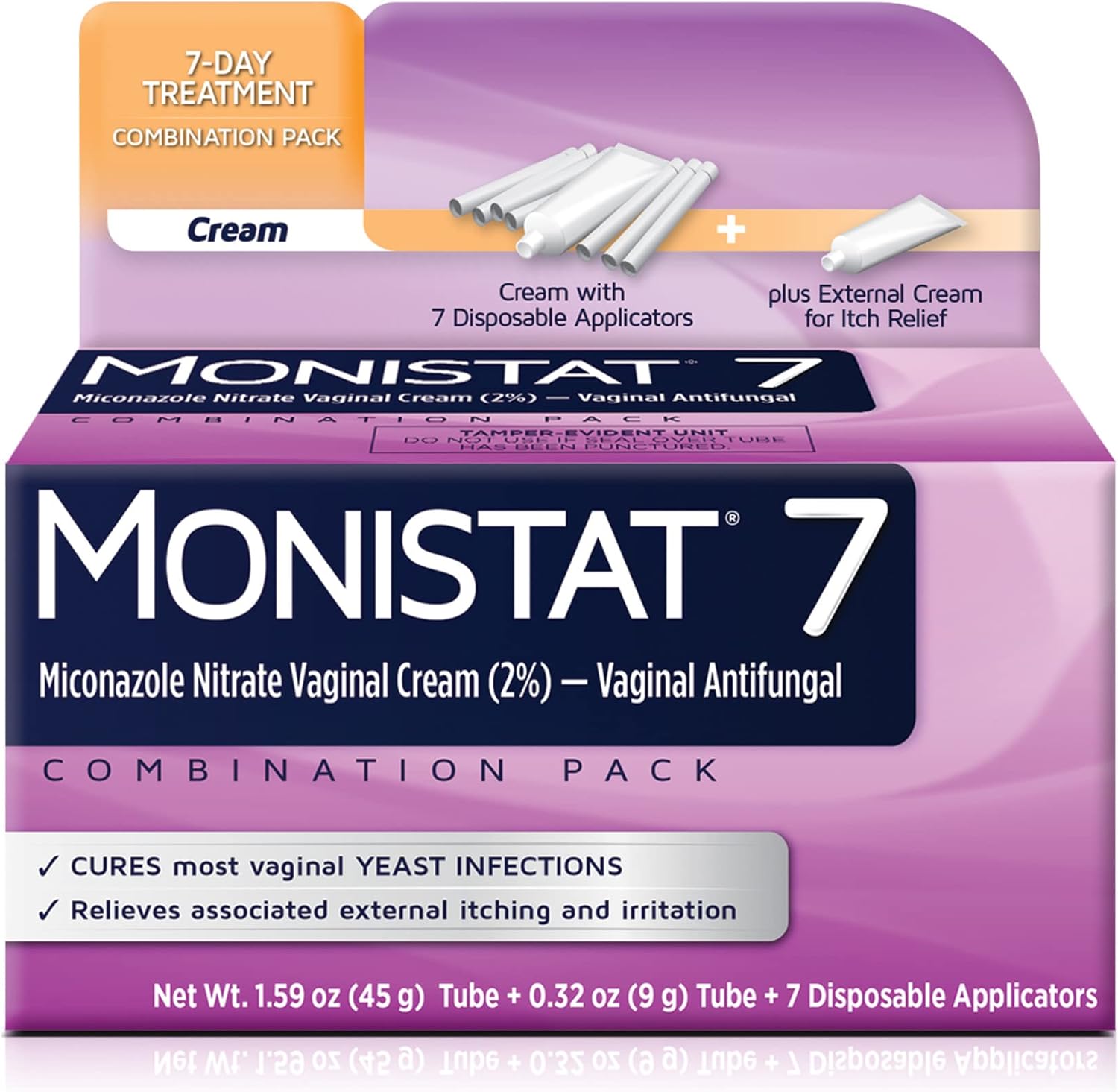 Monistat 7 Day Yeast Infection Treatment with Disposable Applicators & Anti-Itch Cream Bundle