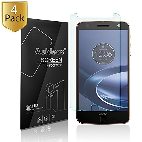 Moto Z Force Droid Tempered Anti Scratch, Bubble Free Glass Screen Protector (Pack of 4)- Black