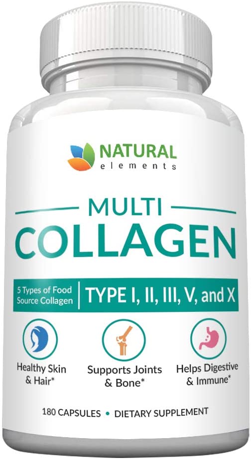 Multi Collagen Type I, II, III, V, X Collagen Protein Capsules, 2025mg - 180 Capsules