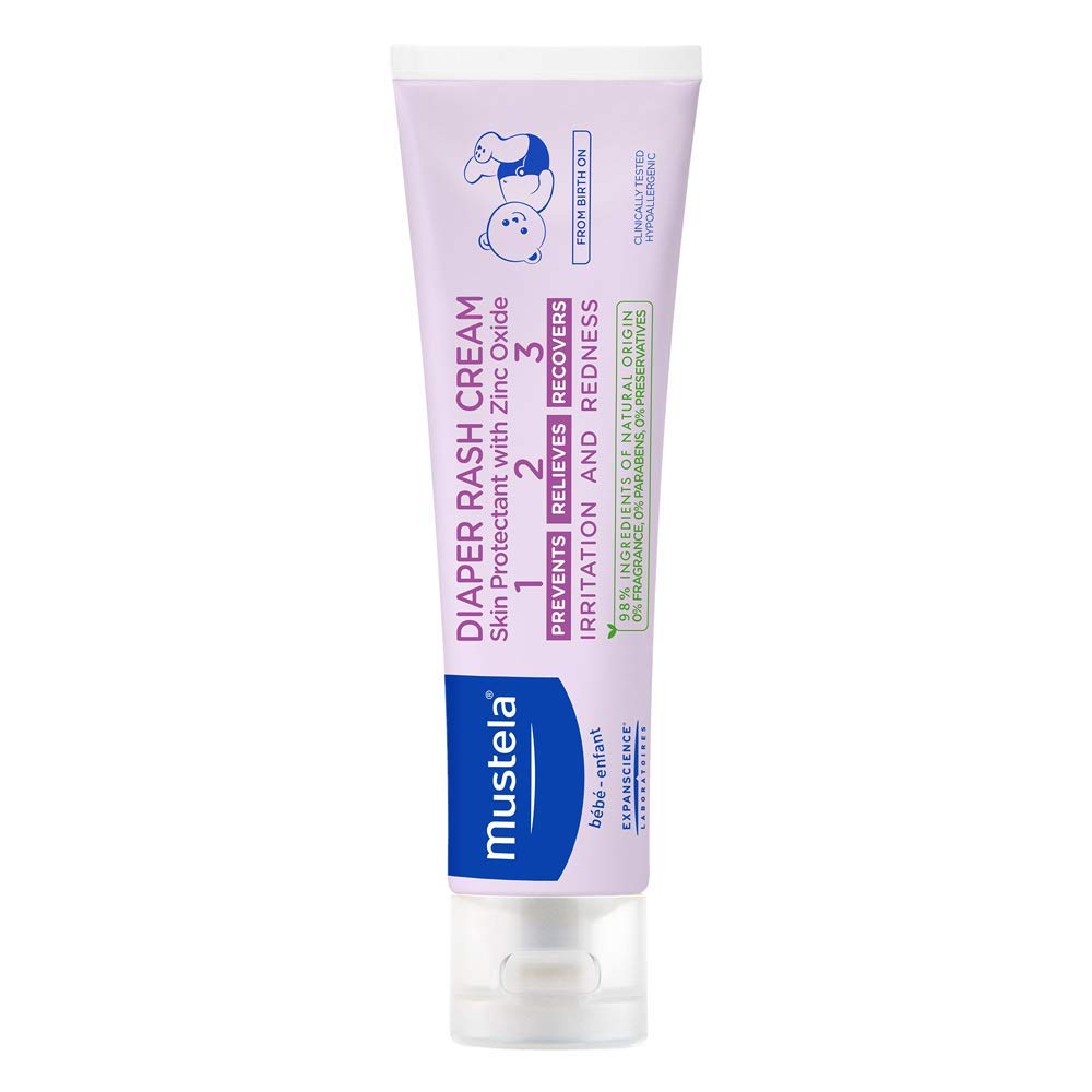 Mustela Baby Diaper Rash Cream 123 - Skin Protectant with Zinc Oxide - Fragrance Free & Paraben Free - with 98% Natural Ingredients, 108g
