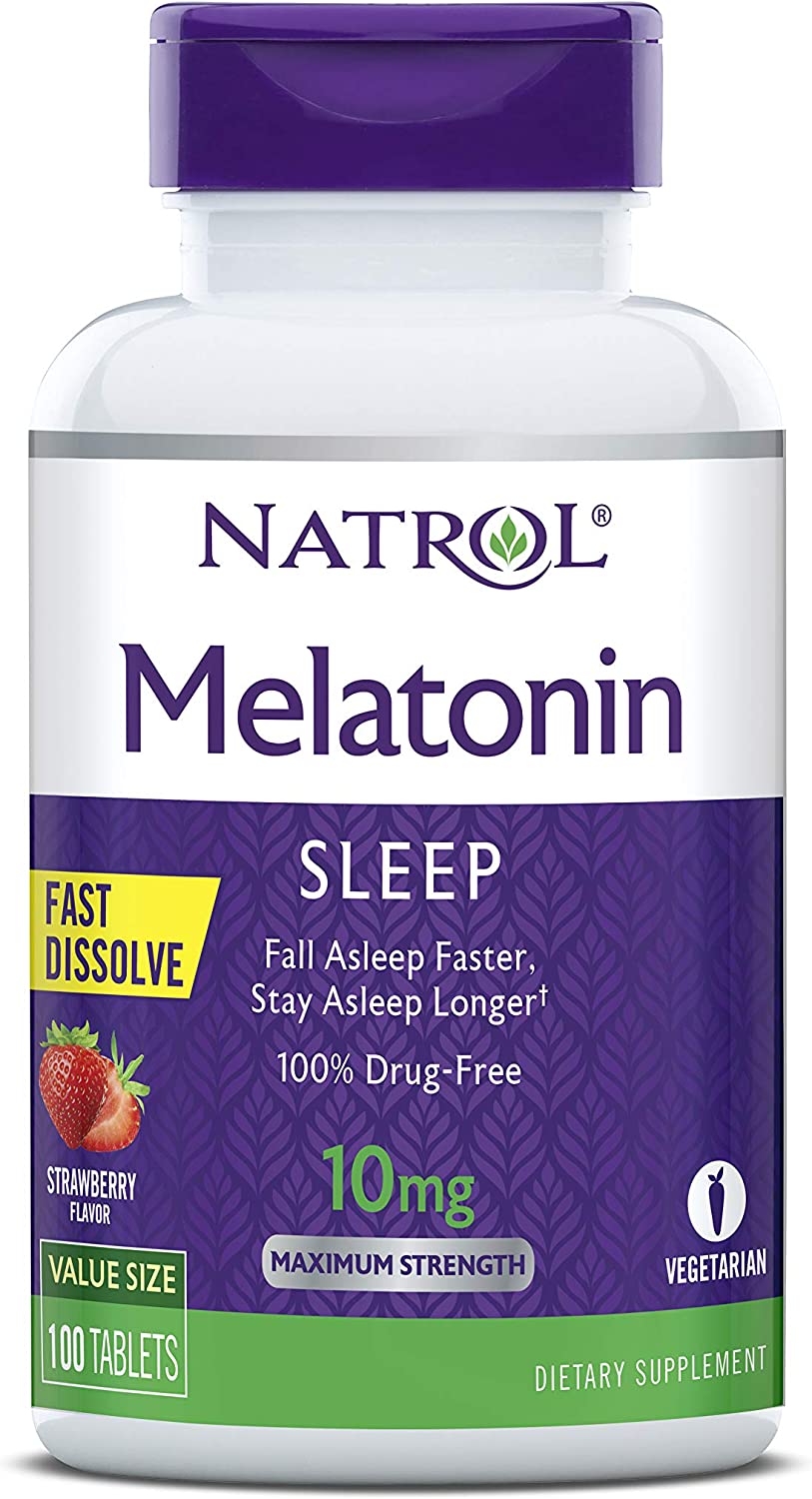 Natrol Melatonin Fast Dissolve Tablets for Fall Asleep Faster, Stay Asleep Longer & Immune System 10mg - 100 Count