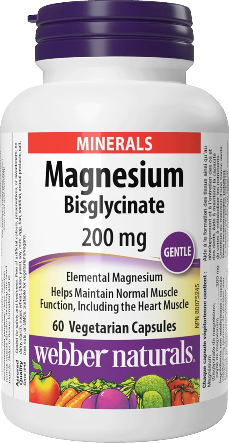 Webber's Magnesium Glycinate 200mg Vegetarian Capsules for Heart Health & Energy