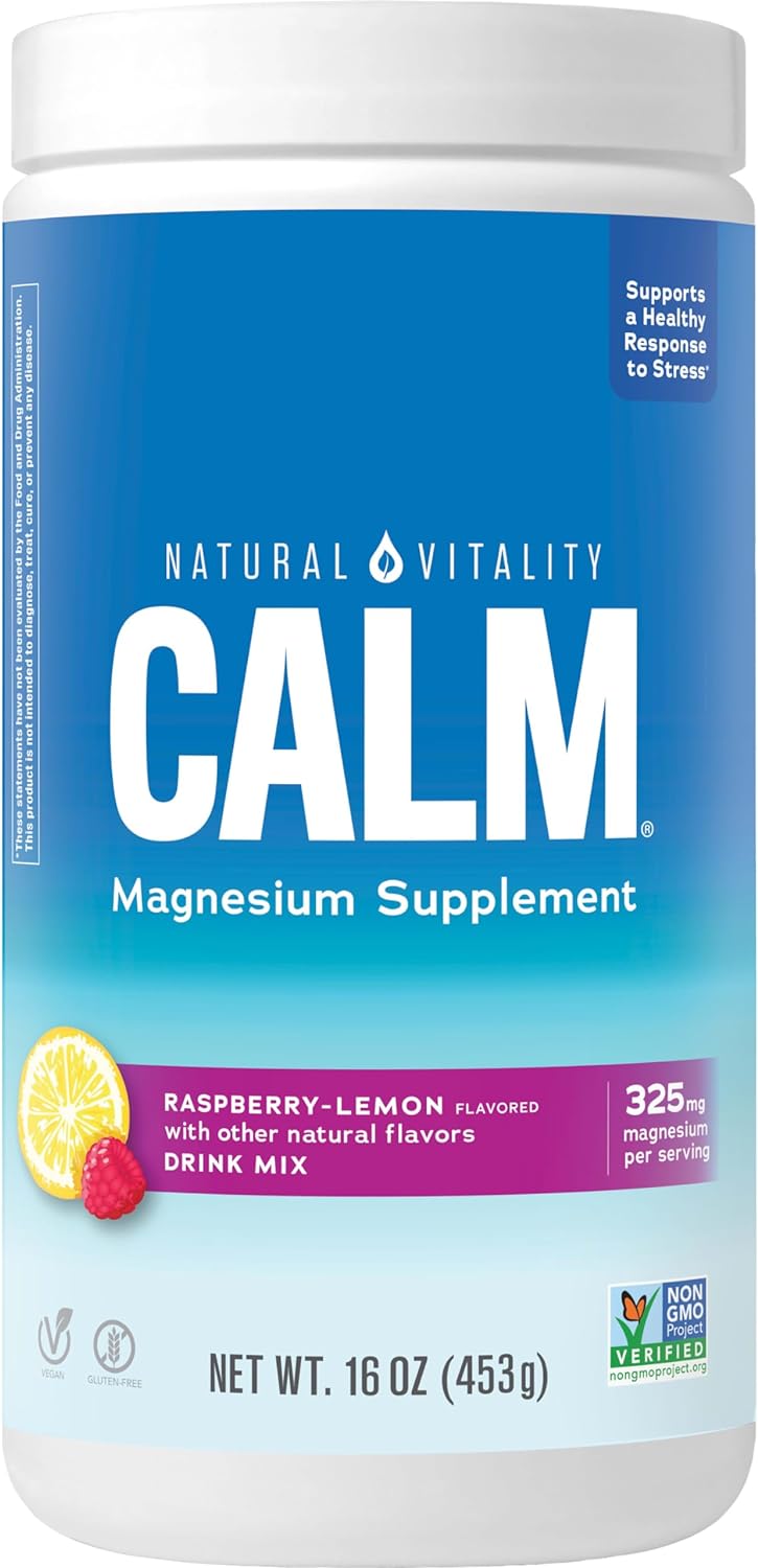 Natural Vitality Natural Calm Magnesium Anti Stress, Organic, Raspberry Lemon, 16 oz